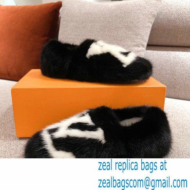 Louis Vuitton Mink Fur Dreamy Slippers Black 2020