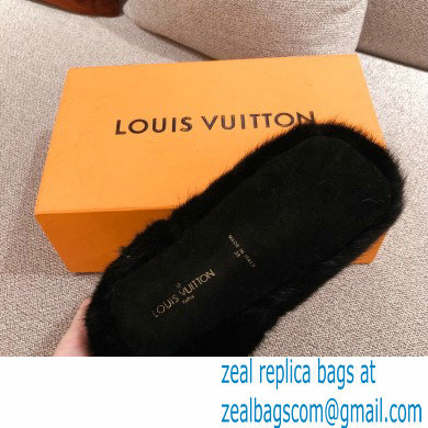 Louis Vuitton Mink Fur Dreamy Slippers Black 2020 - Click Image to Close