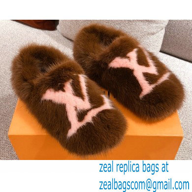 Louis Vuitton Mink Fur Dreamy Slippers Brown 2020 - Click Image to Close