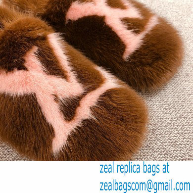 Louis Vuitton Mink Fur Dreamy Slippers Brown 2020