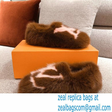 Louis Vuitton Mink Fur Dreamy Slippers Brown 2020 - Click Image to Close