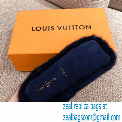 Louis Vuitton Mink Fur Dreamy Slippers Navy Blue 2020
