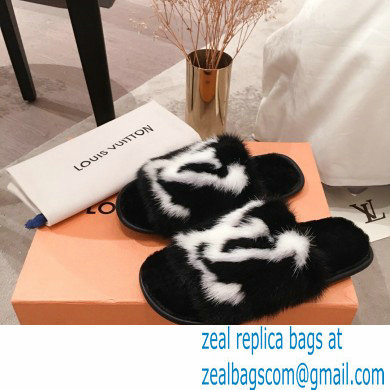 Louis Vuitton Mink Fur Homey Flat Mules Black 2020