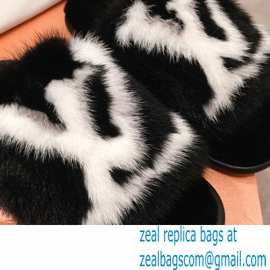 Louis Vuitton Mink Fur Homey Flat Mules Black 2020