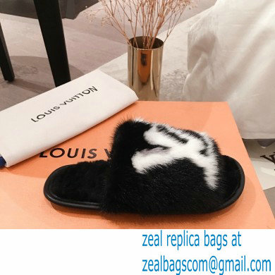 Louis Vuitton Mink Fur Homey Flat Mules Black 2020