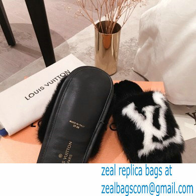 Louis Vuitton Mink Fur Homey Flat Mules Black 2020