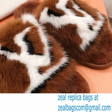 Louis Vuitton Mink Fur Homey Flat Mules Brown 2020 - Click Image to Close