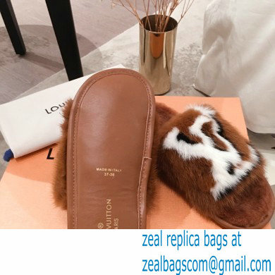 Louis Vuitton Mink Fur Homey Flat Mules Brown 2020