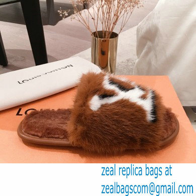 Louis Vuitton Mink Fur Homey Flat Mules Brown 2020