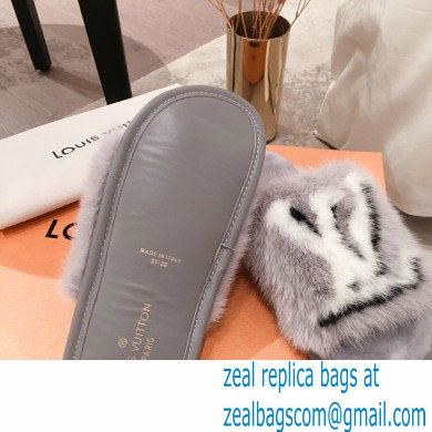 Louis Vuitton Mink Fur Homey Flat Mules Gray 2020