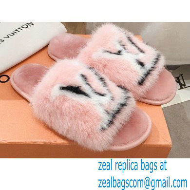 Louis Vuitton Mink Fur Homey Flat Mules Pink 2020 - Click Image to Close