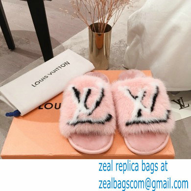 Louis Vuitton Mink Fur Homey Flat Mules Pink 2020