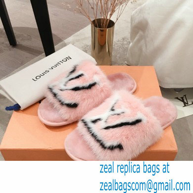 Louis Vuitton Mink Fur Homey Flat Mules Pink 2020