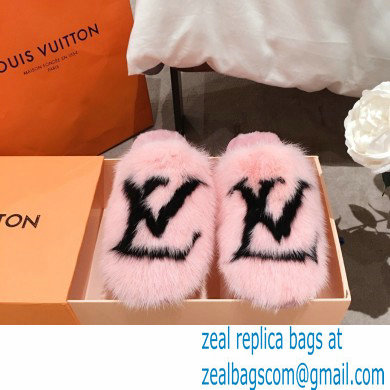 Louis Vuitton Mink Fur LV Suite Flat Mules Pink 2020 - Click Image to Close