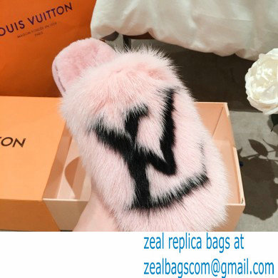 Louis Vuitton Mink Fur LV Suite Flat Mules Pink 2020 - Click Image to Close