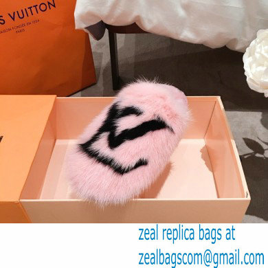 Louis Vuitton Mink Fur LV Suite Flat Mules Pink 2020 - Click Image to Close