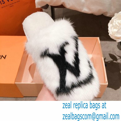 Louis Vuitton Mink Fur LV Suite Flat Mules White 2020 - Click Image to Close