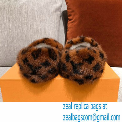 Louis Vuitton Monogram Mink Fur Dreamy Flat Loafers Brown 2020 - Click Image to Close