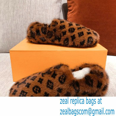 Louis Vuitton Monogram Mink Fur Dreamy Flat Loafers Brown 2020