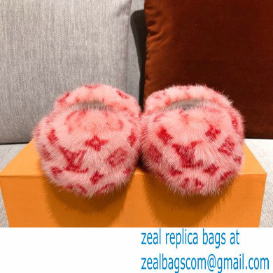 Louis Vuitton Monogram Mink Fur Dreamy Flat Loafers Rose Pink 2020