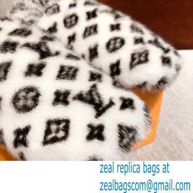 Louis Vuitton Monogram Mink Fur Dreamy Flat Loafers White 2020 - Click Image to Close