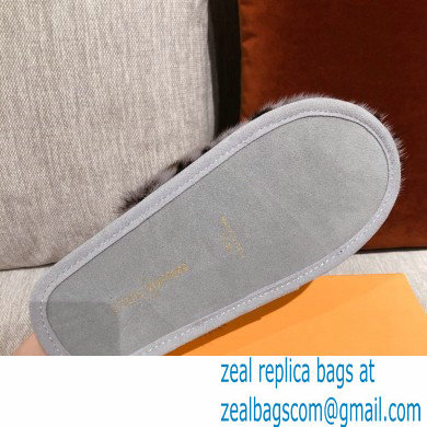 Louis Vuitton Monogram Mink Fur LV Suite Flat Mules Gray 2020 - Click Image to Close