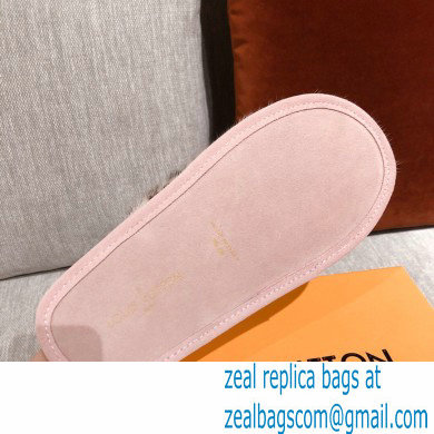 Louis Vuitton Monogram Mink Fur LV Suite Flat Mules Light Pink 2020 - Click Image to Close