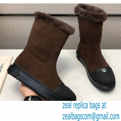 Louis Vuitton Shearling Ankle Boots Coffee 2020
