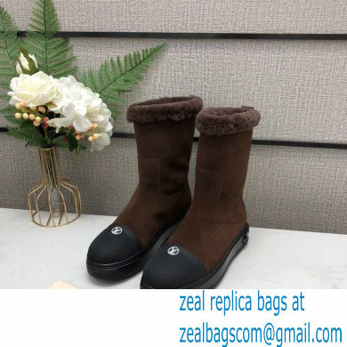 Louis Vuitton Shearling Ankle Boots Coffee 2020