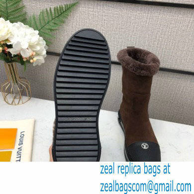 Louis Vuitton Shearling Ankle Boots Coffee 2020