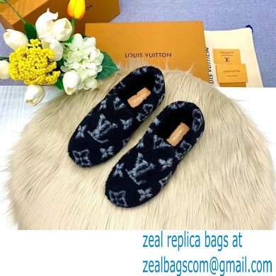 Louis Vuitton Shearling Flat Loafers Black 2020 - Click Image to Close