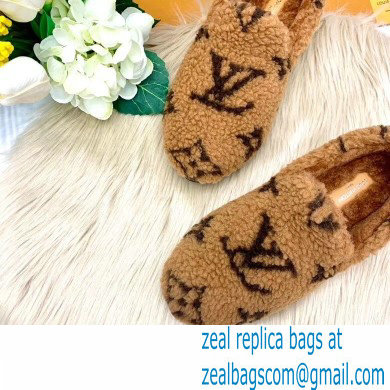 Louis Vuitton Shearling Flat Loafers Brown 2020