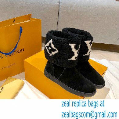 Louis Vuitton Shearling Snowdrop Flat Ankle Boots Black 2020 - Click Image to Close