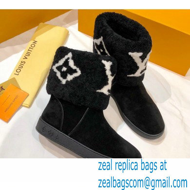 Louis Vuitton Shearling Snowdrop Flat Ankle Boots Black 2020