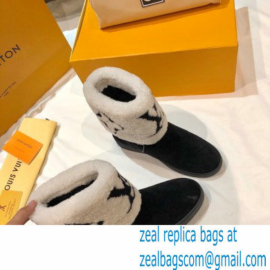 Louis Vuitton Shearling Snowdrop Flat Ankle Boots Black/White 2020