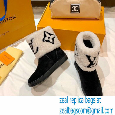 Louis Vuitton Shearling Snowdrop Flat Ankle Boots Black/White 2020
