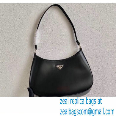 Prada Cleo Brushed Leather Shoulder Bag 1BC499 Black 2020