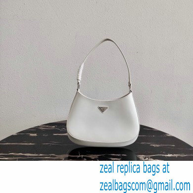 Prada Cleo Brushed Leather Shoulder Bag 1BC499 White 2020 - Click Image to Close