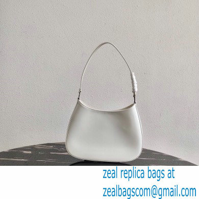 Prada Cleo Brushed Leather Shoulder Bag 1BC499 White 2020