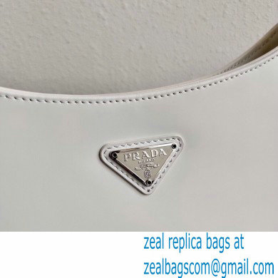 Prada Cleo Brushed Leather Shoulder Bag 1BC499 White 2020 - Click Image to Close