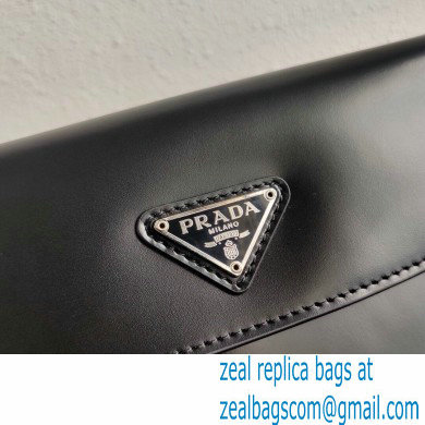 Prada Cleo Brushed Leather Shoulder Bag with Flap 1BD311 Black 2020