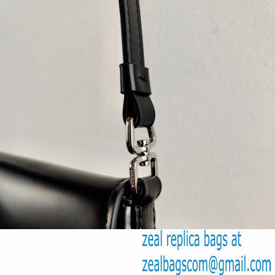 Prada Cleo Brushed Leather Shoulder Bag with Flap 1BD311 Black 2020