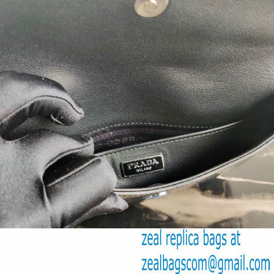 Prada Cleo Brushed Leather Shoulder Bag with Flap 1BD311 Black 2020