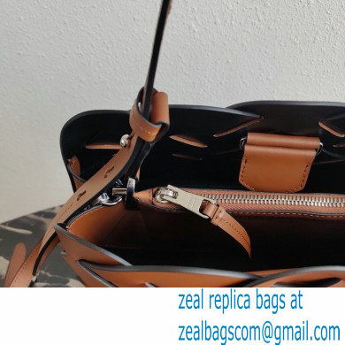 Prada Leather Tress HandBag with Woven Motif 1BA290 Brown 2020 - Click Image to Close