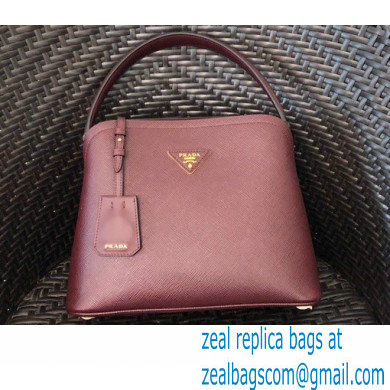 Prada Medium Saffiano Leather Matinee Bag 1BA282 Burgundy 2020