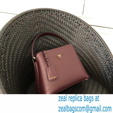 Prada Medium Saffiano Leather Matinee Bag 1BA282 Burgundy 2020