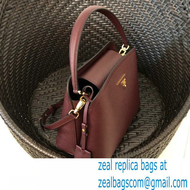 Prada Medium Saffiano Leather Matinee Bag 1BA282 Burgundy 2020