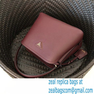 Prada Medium Saffiano Leather Matinee Bag 1BA282 Burgundy 2020