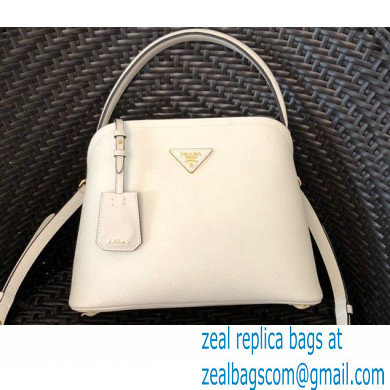 Prada Medium Saffiano Leather Matinee Bag 1BA282 White 2020