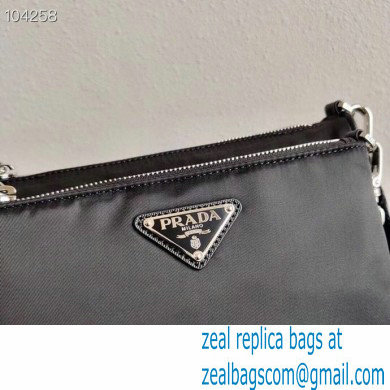 Prada Nylon Shoulder Bag with Detachable Pouch 1BH168 Black 2020 - Click Image to Close